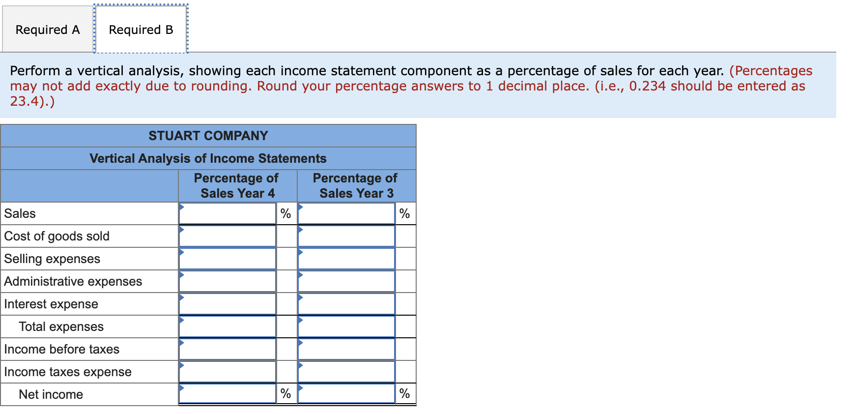 and Year 4 follow: Required a. Perform a horizontal analysis, showing the