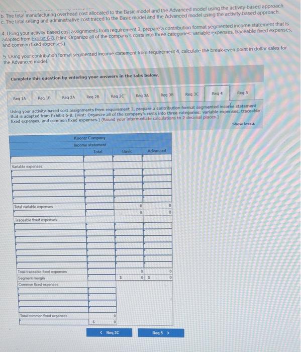 shown below for the most recent year (he allocated selling and administrative