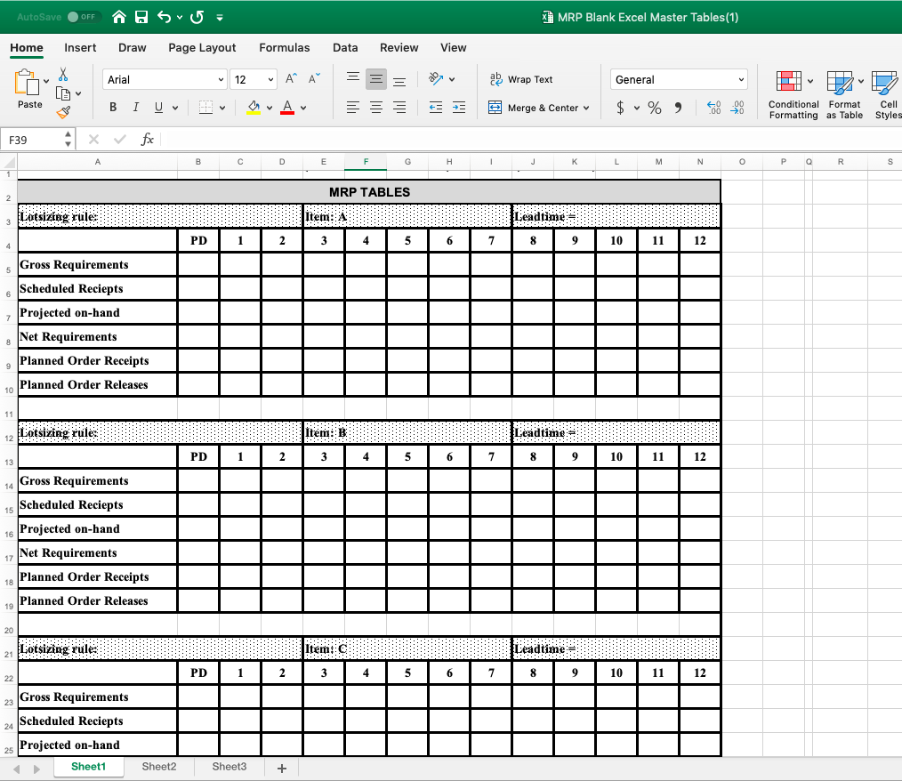 an end item A for the next six weeks,(ii) its inventory records