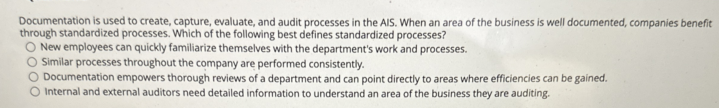  Documentation is used to create, capture, evaluate, and audit processes in