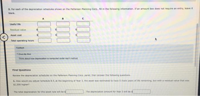 Intangible Patterson Planning Corp., You have been hired by Patterson Planning Corp.,