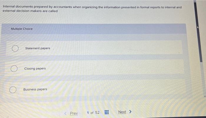 v Internal documents prepared by accountants when organizing the information presented in