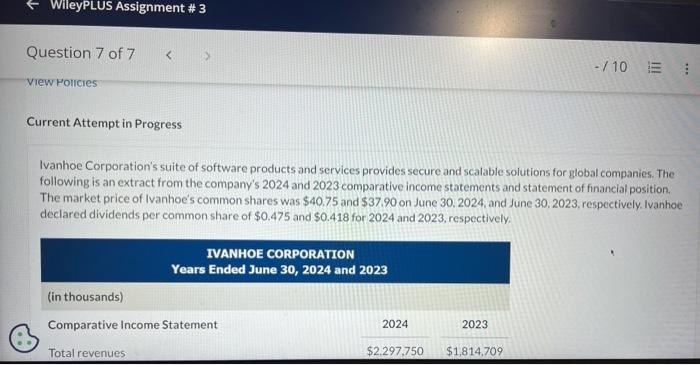  Can someone please answer Q7 a. Thanks Current Attempt in Progress
