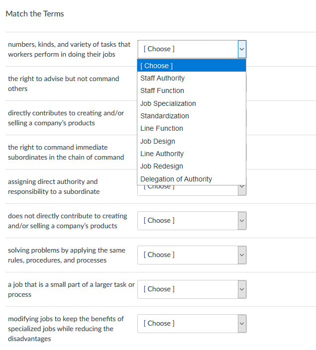 Please help solve problem: Match the Terms numbers, kinds, and variety of
