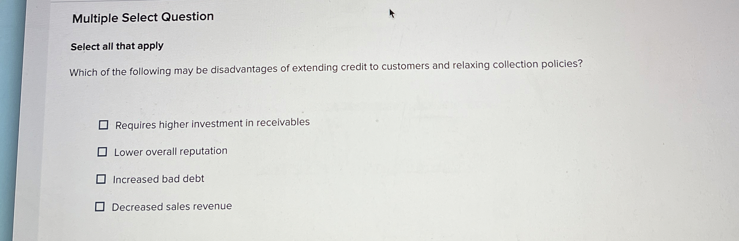  Multiple Select Question Select all that apply Which of the following
