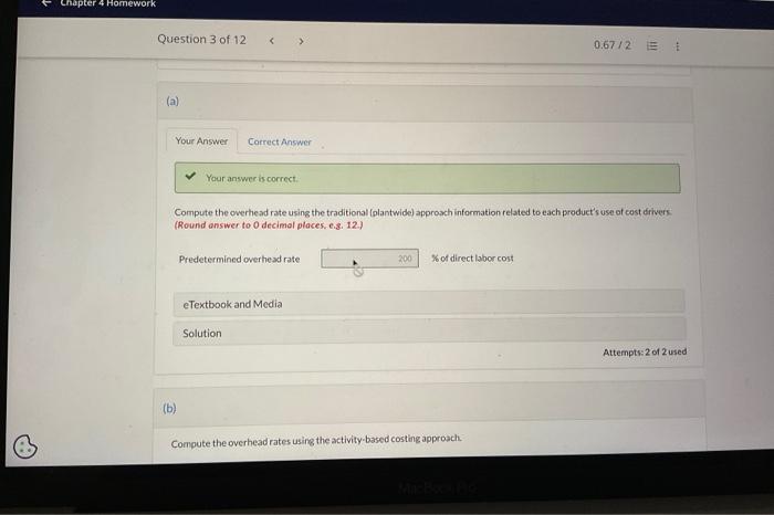rates using the activity based costing approach traditional costing: standard $ ?