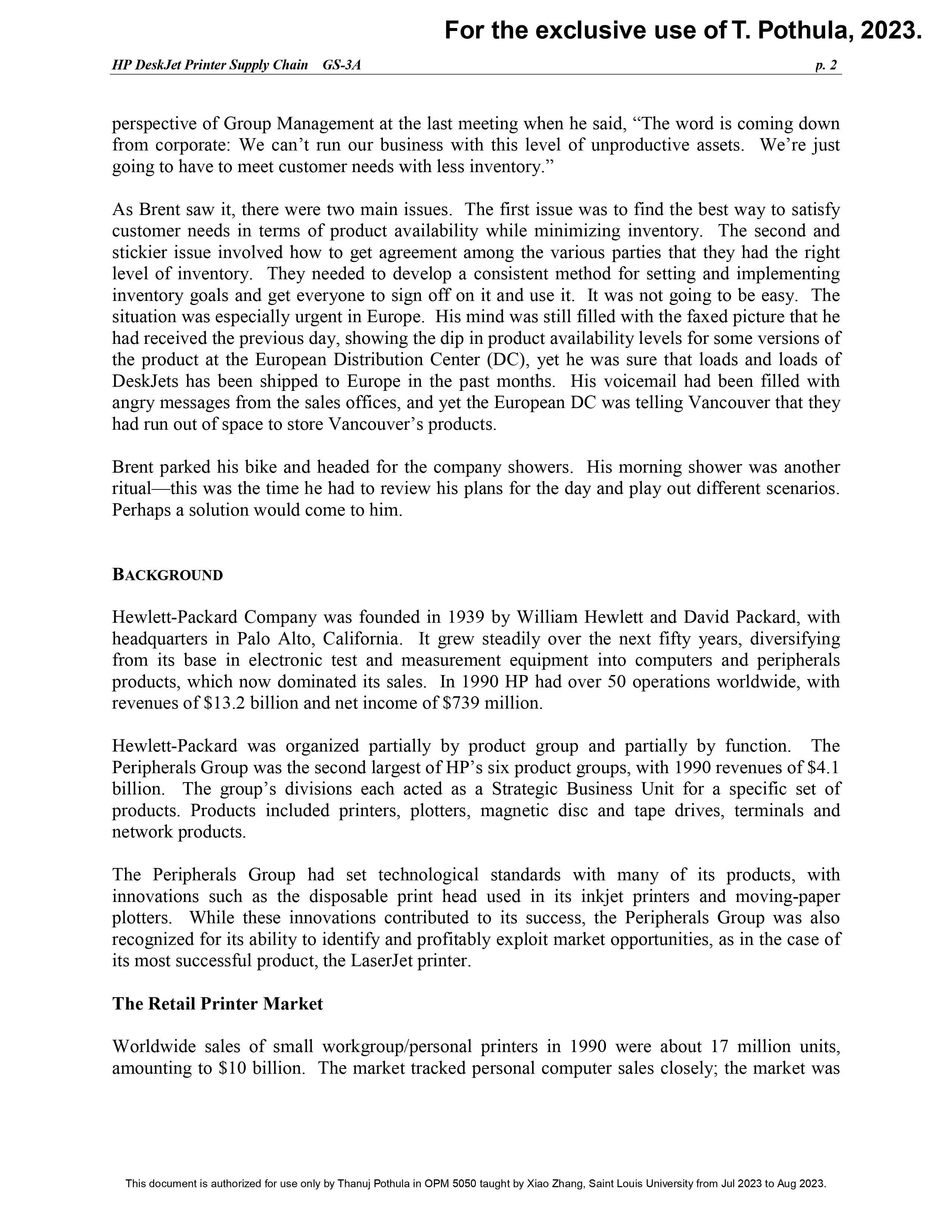 under HP's current supply chain design for the 6 European options assuming