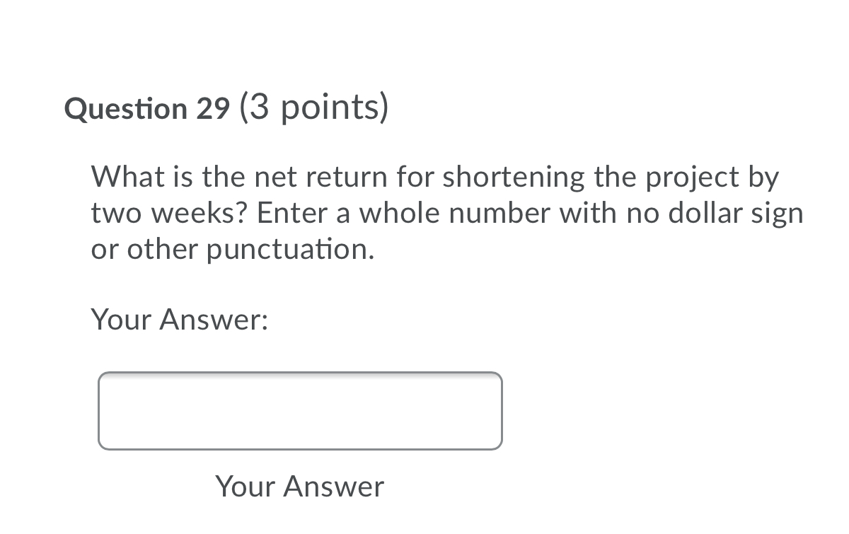 Question is attatched Question 29 (3 points) What is the net return