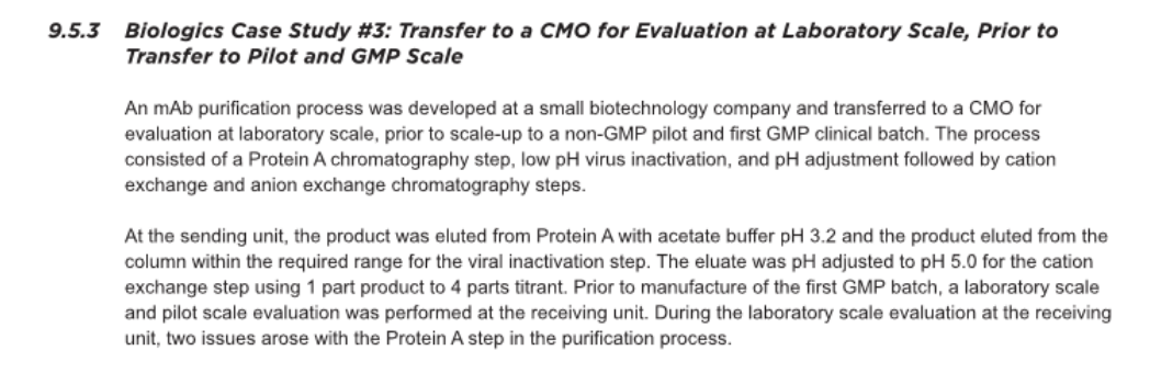  3 Biologics Case Study \#3: Transfer to a CMO for Evaluation