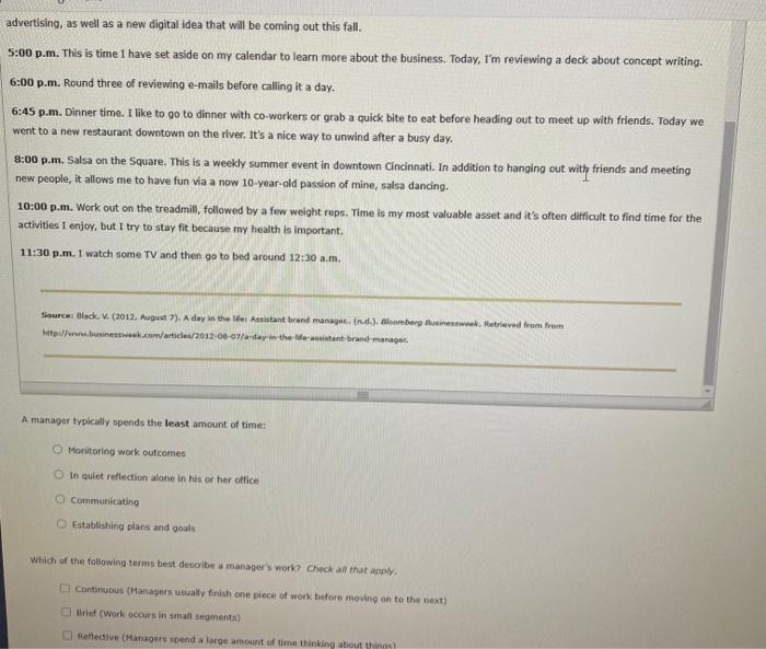 matches your expectations, and then answer the questions that follow. CASE STUDY