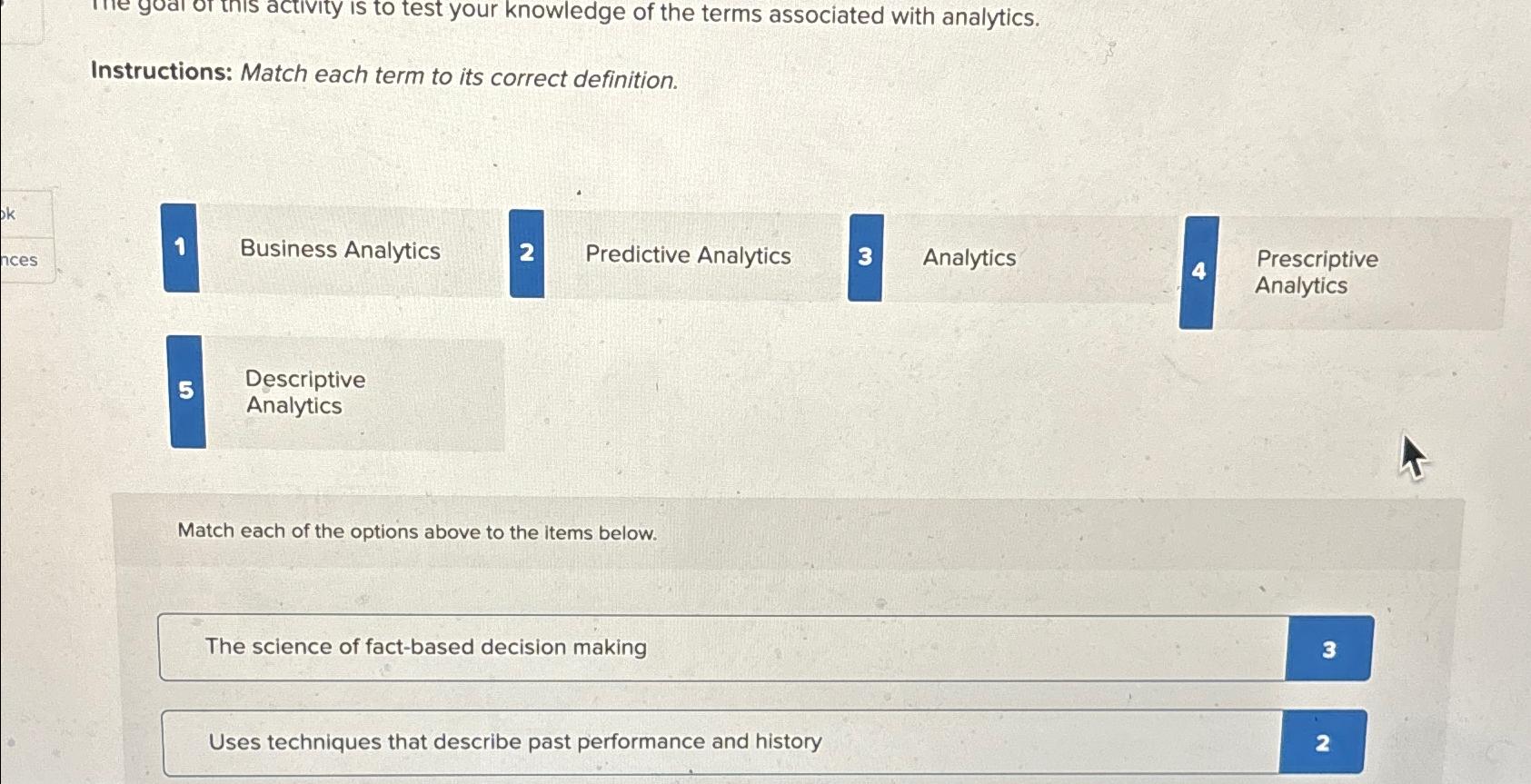  mie goal or this activity is to test your knowledge of