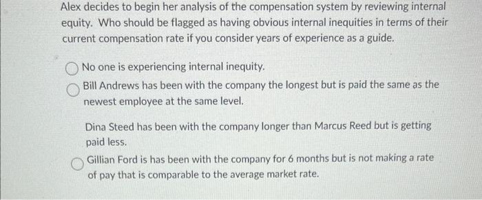 task of considering revamping the compensation system. Currently what types of equity