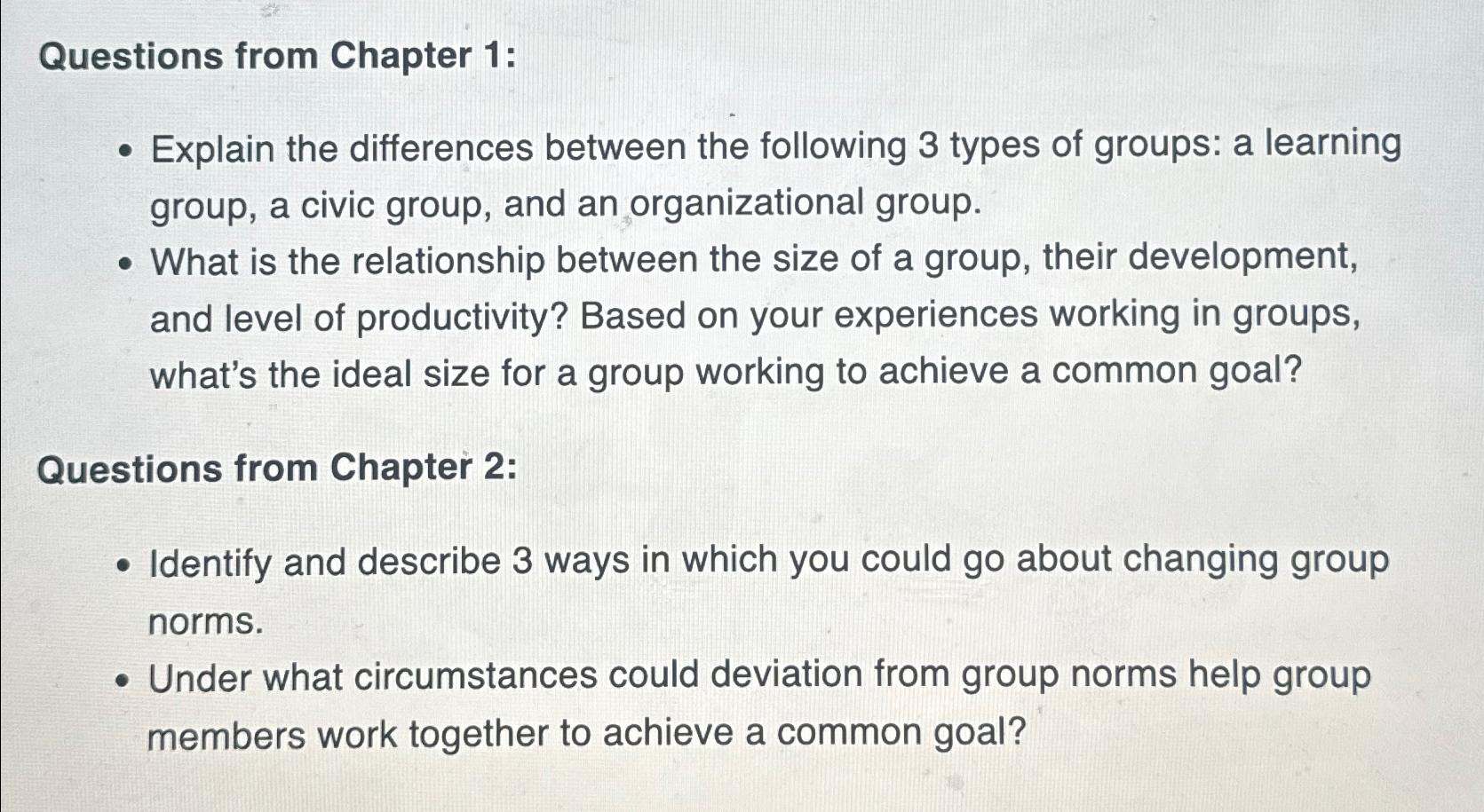  Questions from Chapter 1: Explain the differences between the following 3
