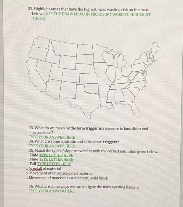 the hanging and foot walls) a. b. TYPE ANSWER HERE c. TYPE