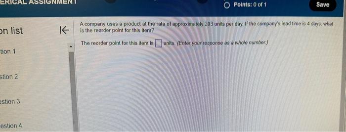 units. The company orders the component from a supplier who has offered