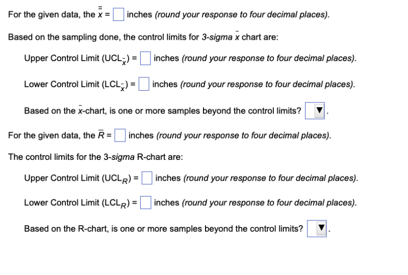 ( Twelve samples, each containing five parts, were taken from a process