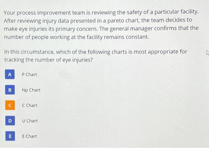 Lean Six Sigma please help!:) Your process improvement team is reviewing the