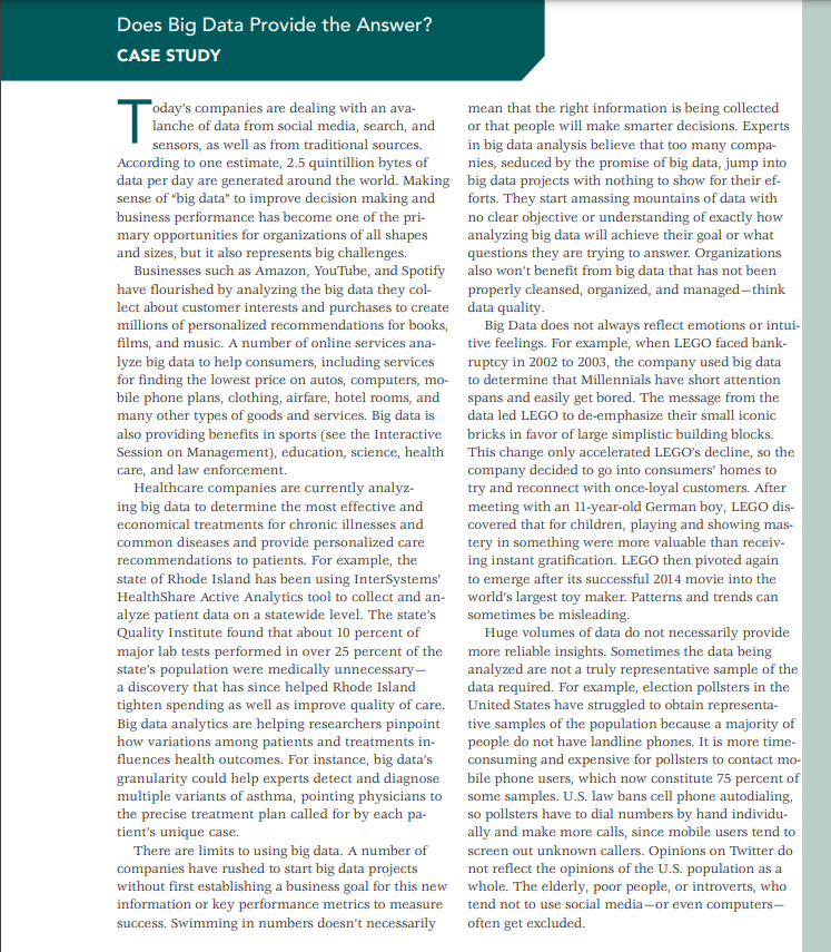 Read case study and answer the four questions ASAP in paragraph form