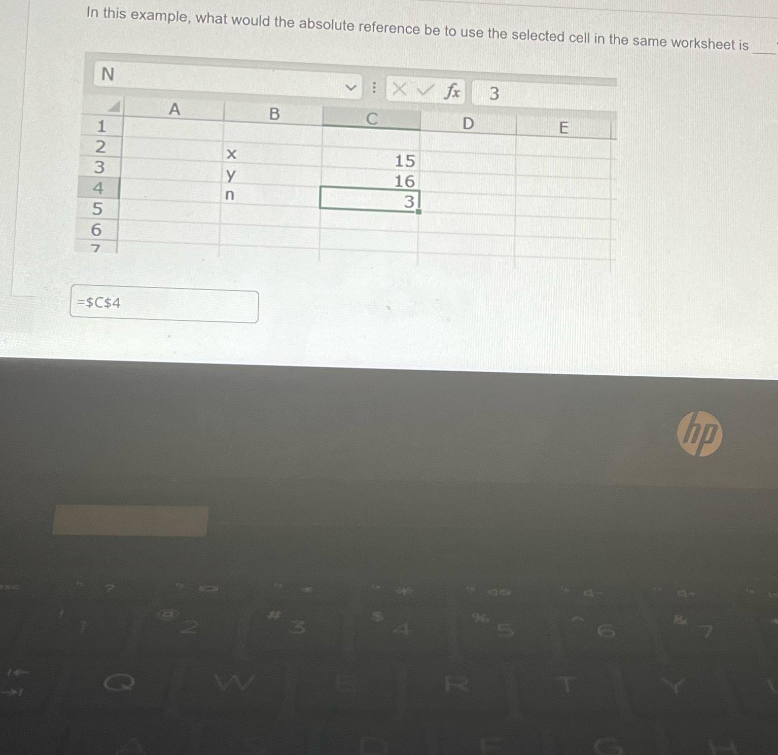  In this example, what would the absolute reference be to use