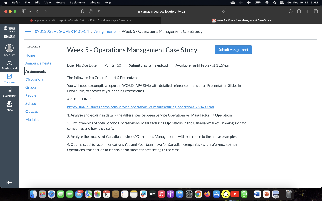  Week 5 - Operations Management Case Study Available until Feb 27