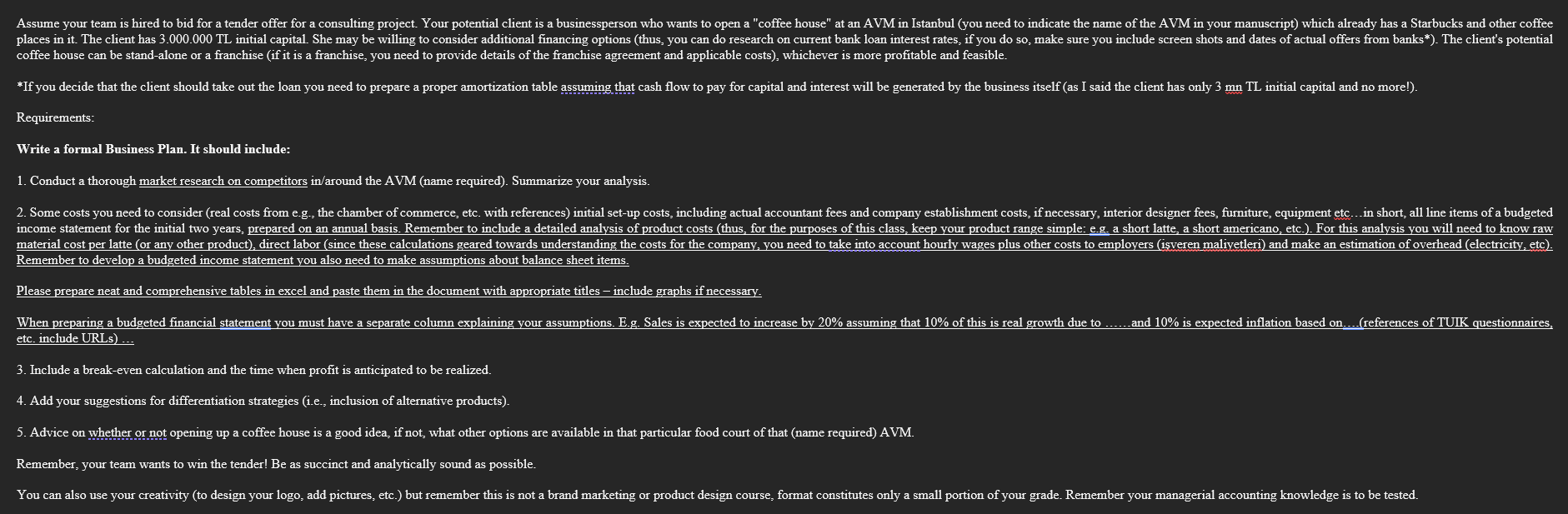 Requirements: Write a formal Business Plan. It should include: 1. Conduct