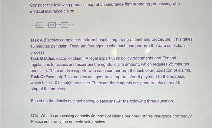 answer all parts Consider the following process map at an insurance firm