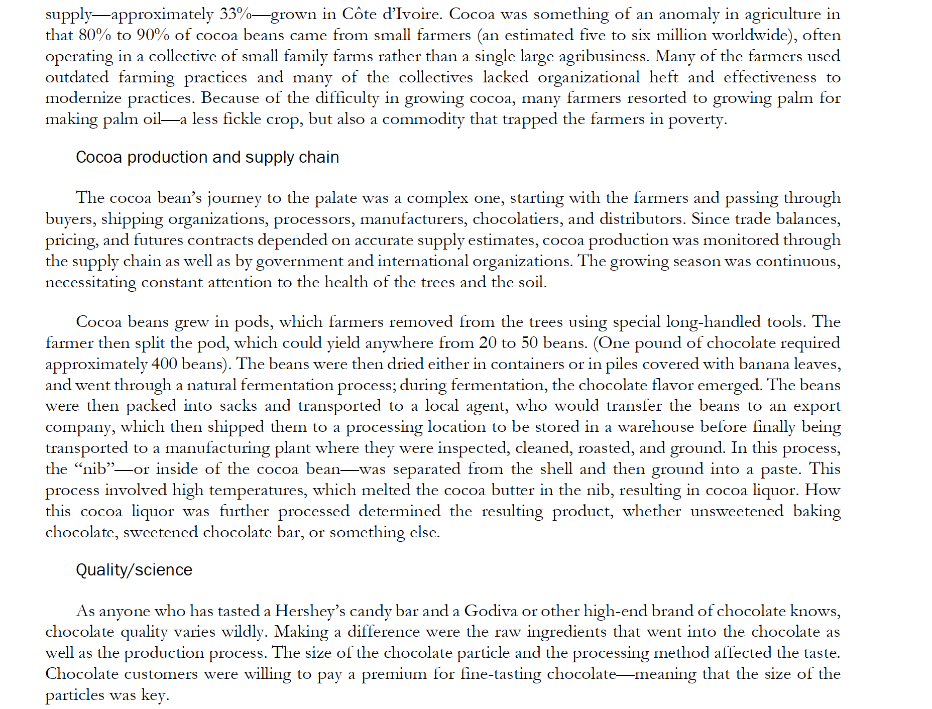 the cocoa and chocolate division at Cardinal Foods (Cardinal), a multinational agribusiness