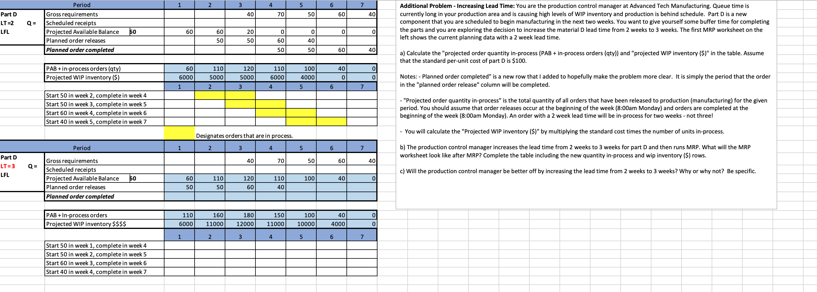 Show in excel please. need help with just part A the start