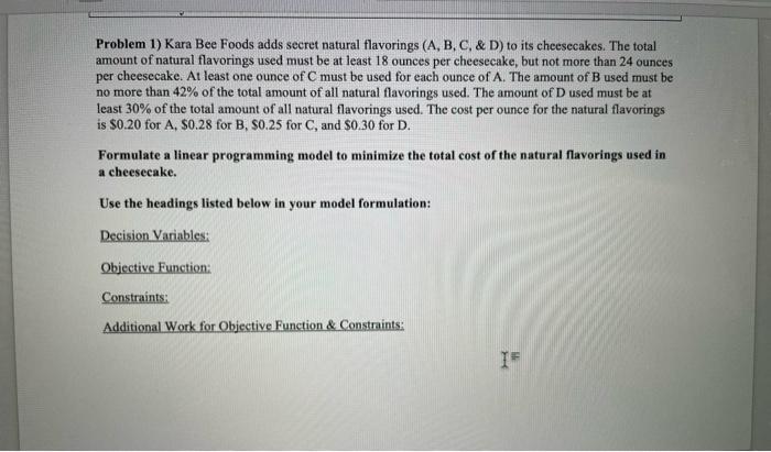  do not need to fully solve the problems, just formulate Problem