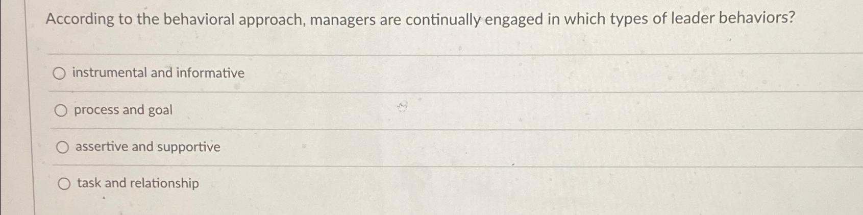  According to the behavioral approach, managers are continually engaged in which