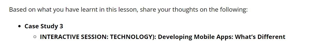 Based on what you have learnt in this lesson, share your