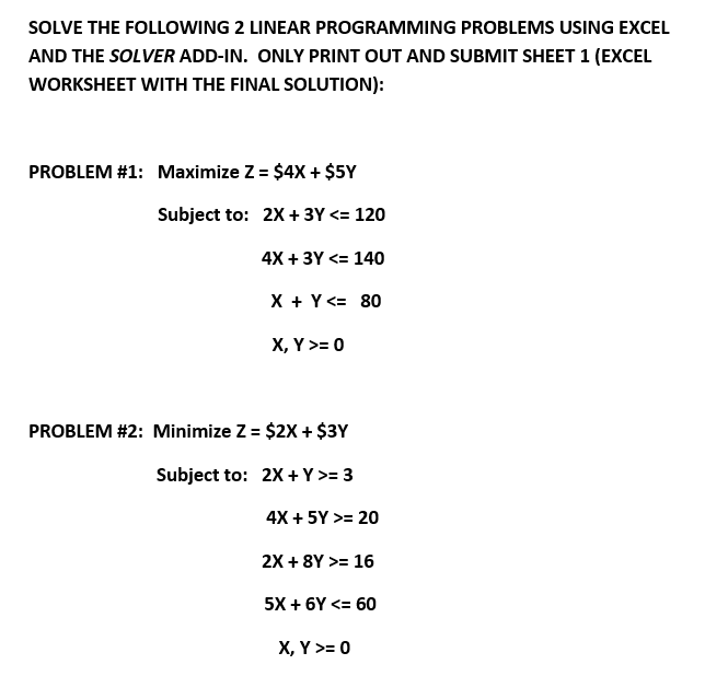 Can you solve both problems on Excel and share the screenshot