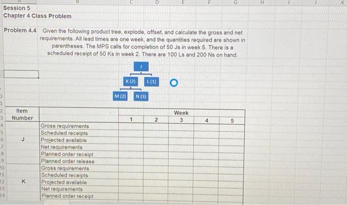  4 Given the following product tree, explode, offset, and calculate the