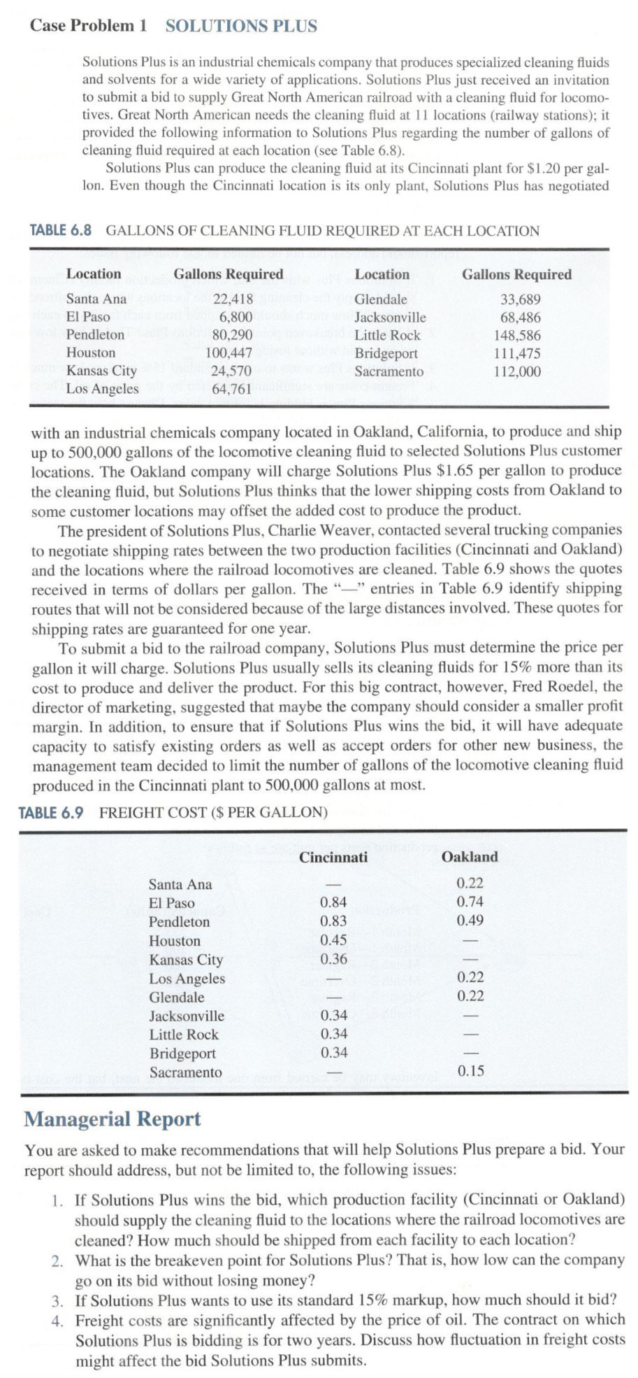  Case Problem 1 SOLUTIONS PLUS Solutions Plus is an industrial chemicals