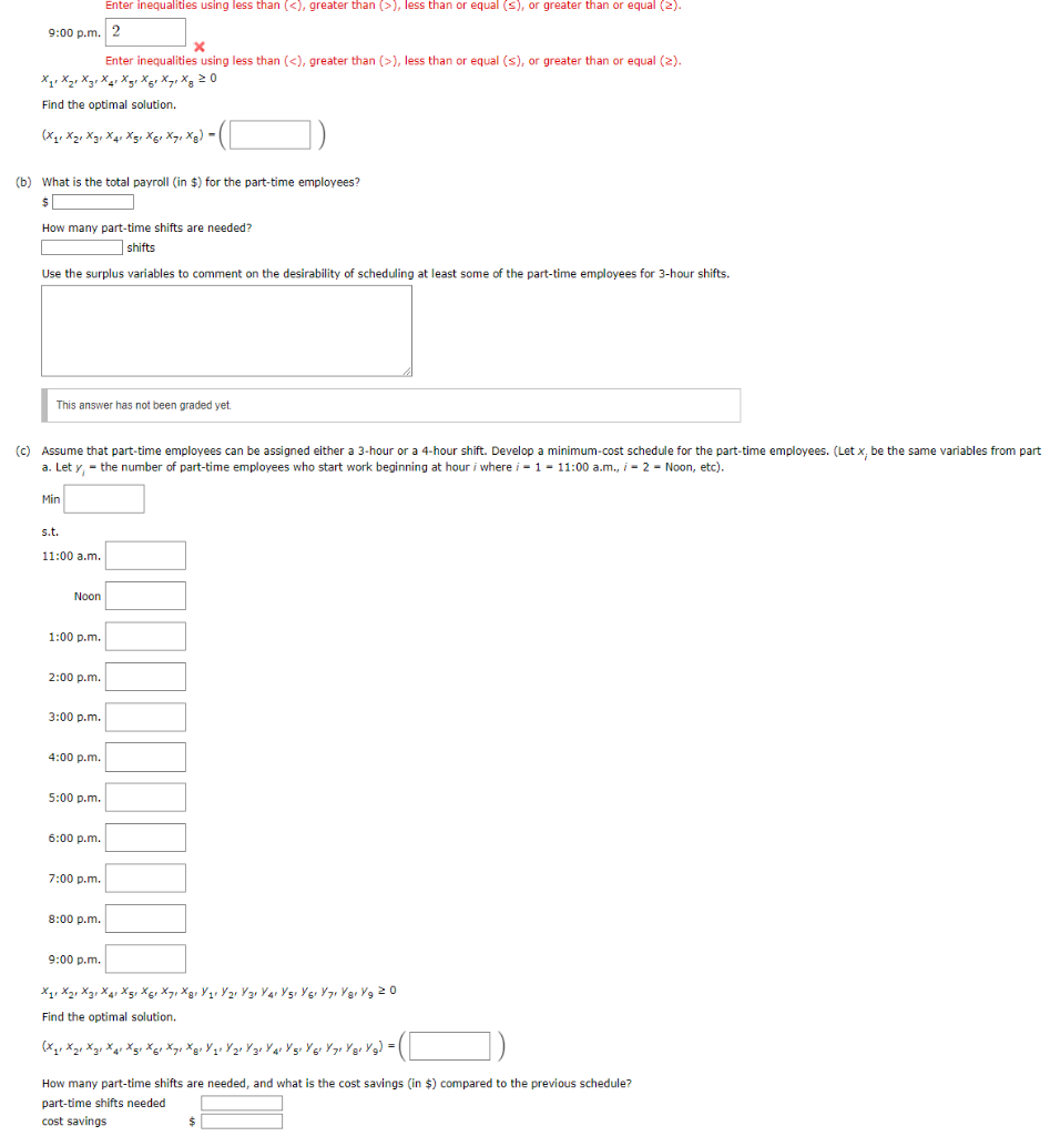 of full-time and part-time employees needed varies with the time of day