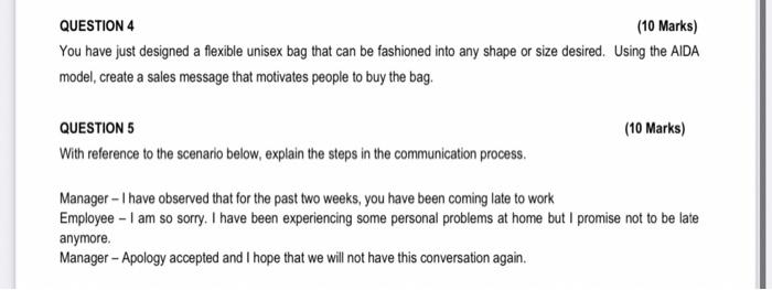  QUESTION 4 (10 Marks) You have just designed a flexible unisex