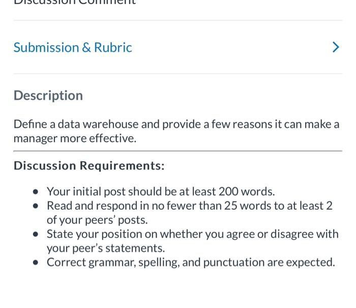  Discussion Requirements: - Your initial post should be at least 200