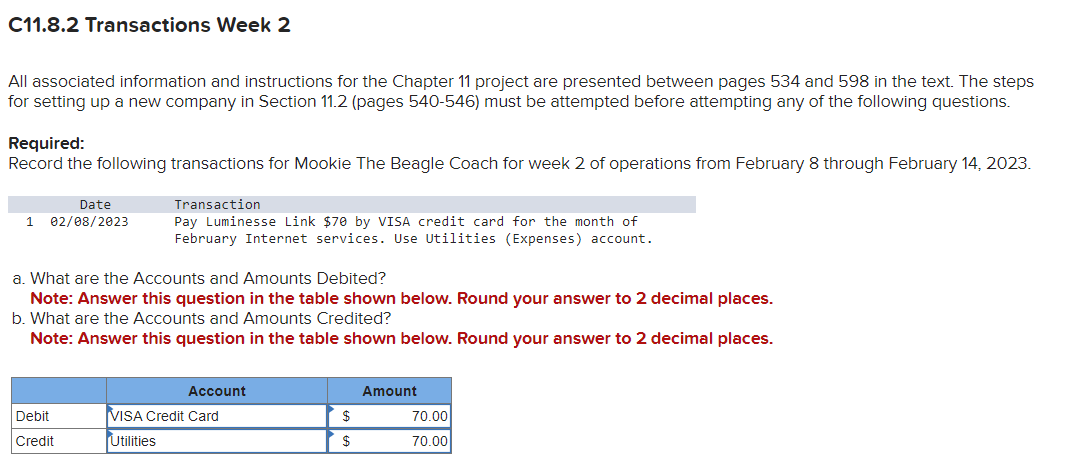  All associated information and instructions for the Chapter 11 project are