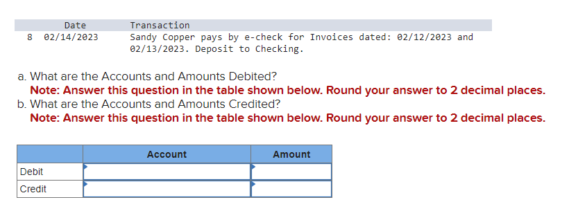 and Amounts Credited? Note: Answer this question in the table shown below.