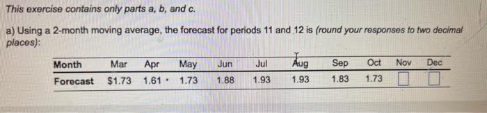 mean absolute deviation based on a 2-month moving average of March through