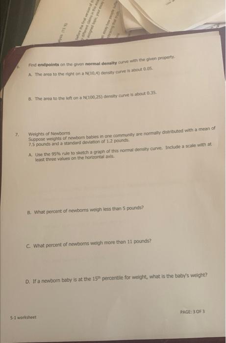 please help me Find endpoints on the given normal denalty oure with