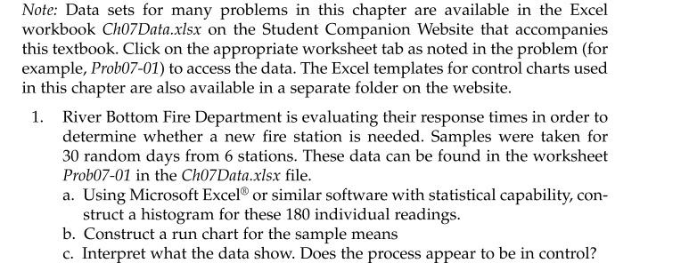  Note: Data sets for many problems in this chapter are available