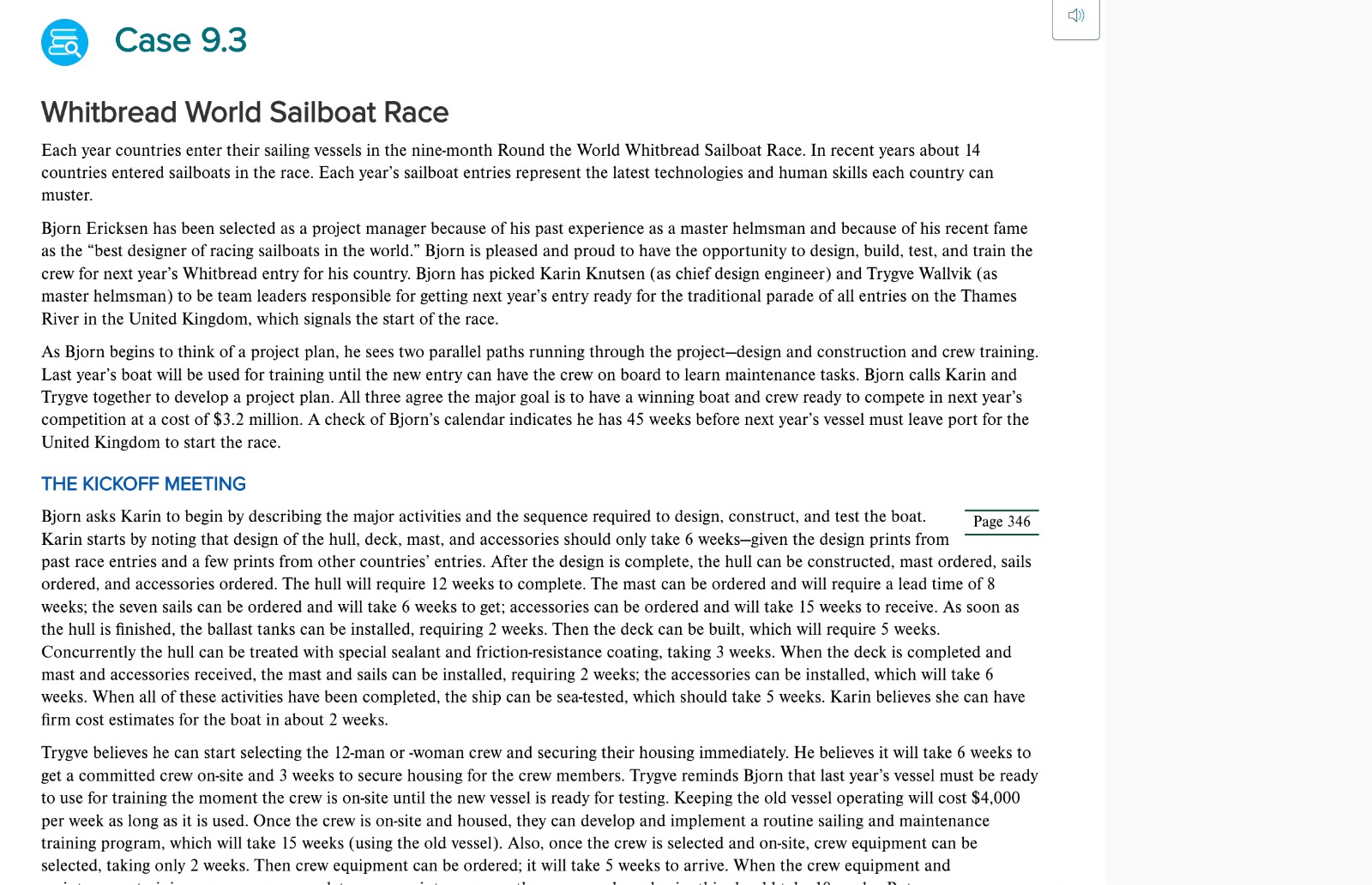 Do the following for Bjorn, the project manager, Develop a project