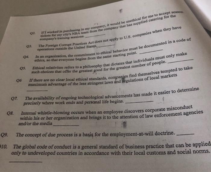 it would be unethical for me to accept season cickets for my