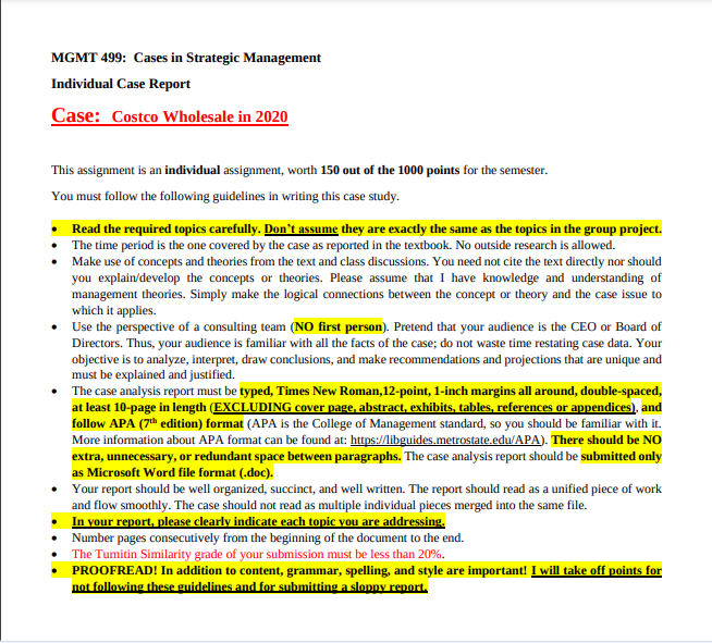 Reference this material. Please! MGMT 499 18-Full Length Casebook ISBN: 9781307759556 MGMT