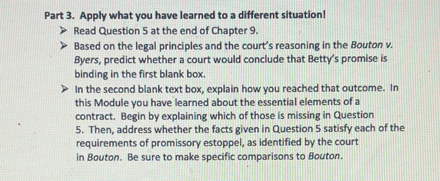  Part 3. Apply what you have learned to a different situation!