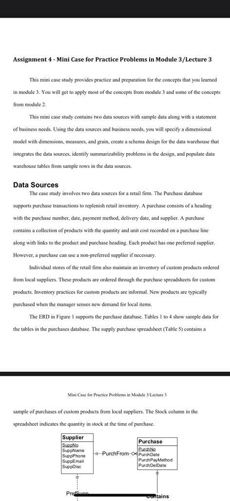  Assignment 4 - Mini Case for Practice Problems in Module 3/Lecture
