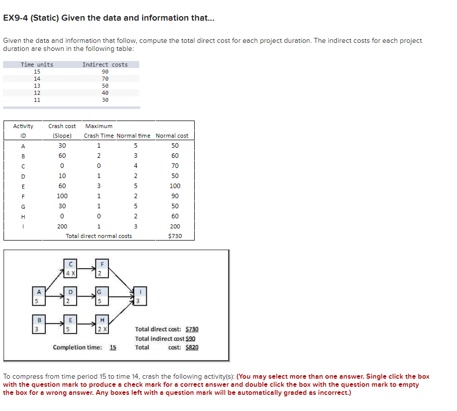 Can you solve this? EX9-4 (Static) Given the data and information that...