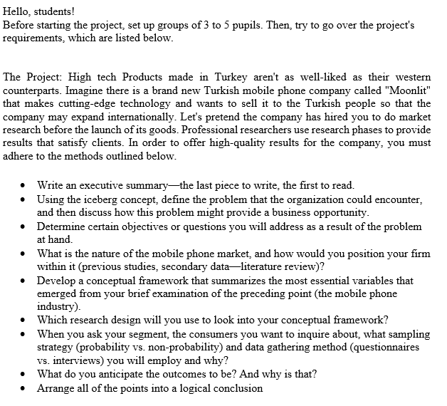 Hello, students! Before starting the project, set up groups of 3