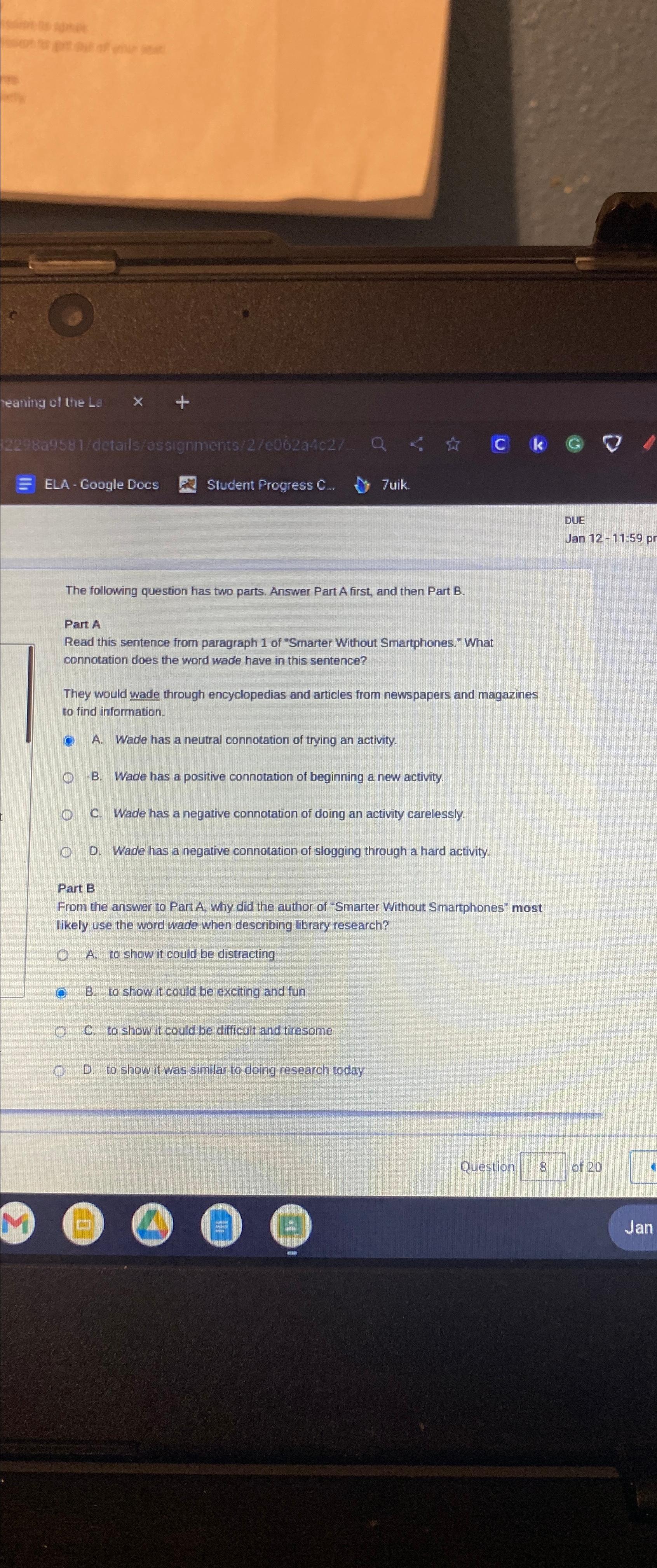  The following question has two parts. Answer Part A first, and